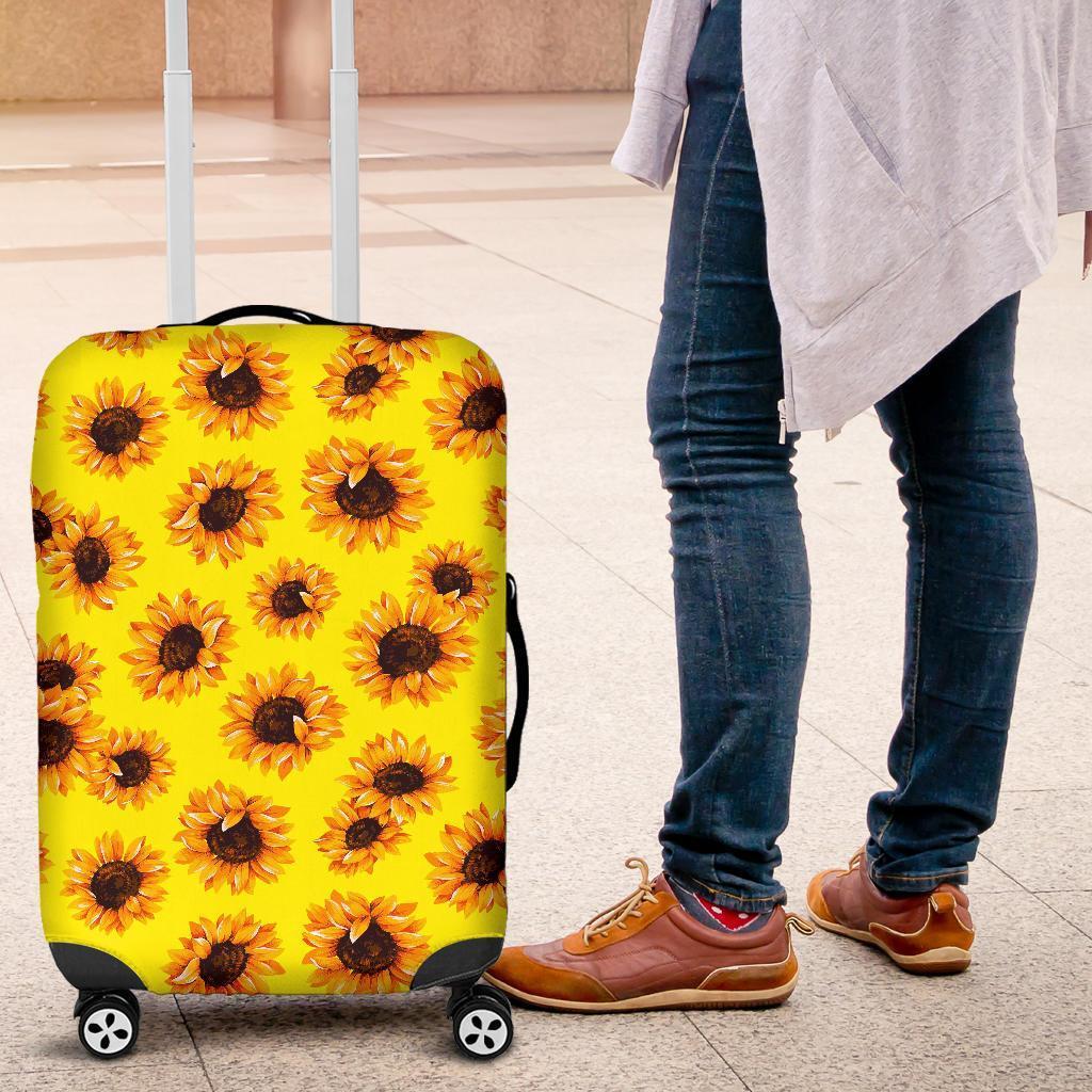 Yellow Sunflower Pattern Print Luggage Cover GearFrost