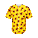 Yellow Sunflower Pattern Print Men's Baseball Jersey