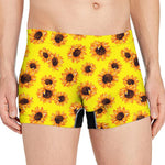 Yellow Sunflower Pattern Print Men's Boxer Briefs