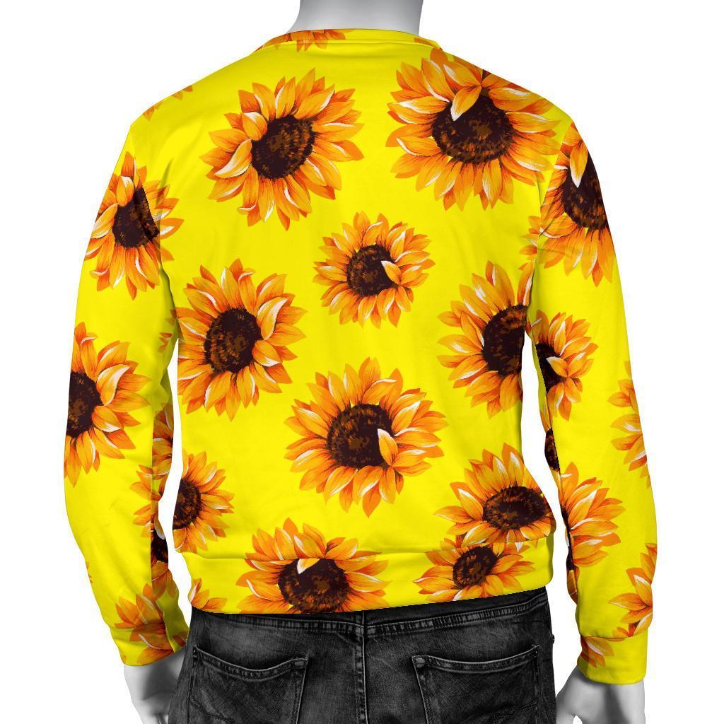 Yellow Sunflower Pattern Print Men's Crewneck Sweatshirt GearFrost