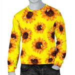 Yellow Sunflower Pattern Print Men's Crewneck Sweatshirt GearFrost