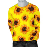 Yellow Sunflower Pattern Print Men's Crewneck Sweatshirt GearFrost