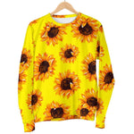 Yellow Sunflower Pattern Print Men's Crewneck Sweatshirt GearFrost