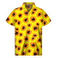 Yellow Sunflower Pattern Print Men's Short Sleeve Shirt
