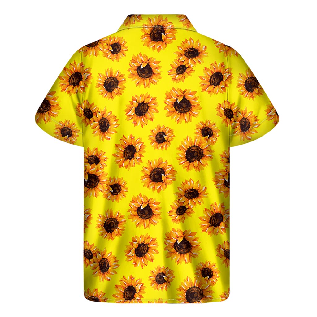 Yellow Sunflower Pattern Print Men's Short Sleeve Shirt