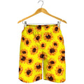 Yellow Sunflower Pattern Print Men's Shorts