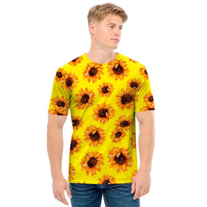 Yellow Sunflower Pattern Print Men's T-Shirt