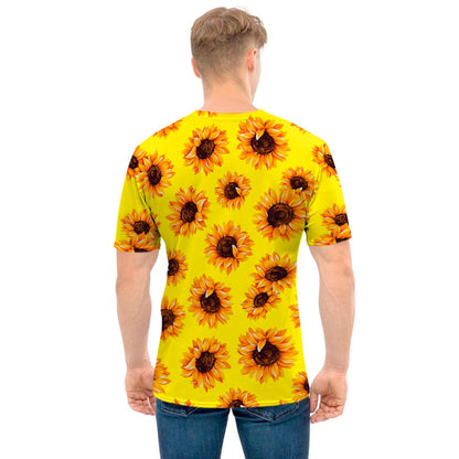 Yellow Sunflower Pattern Print Men's T-Shirt