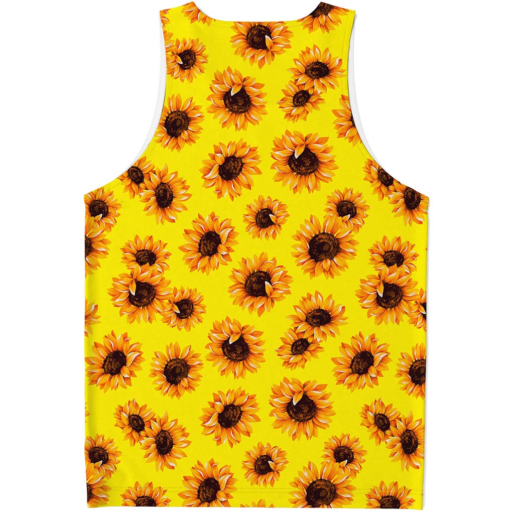 Yellow Sunflower Pattern Print Men's Tank Top