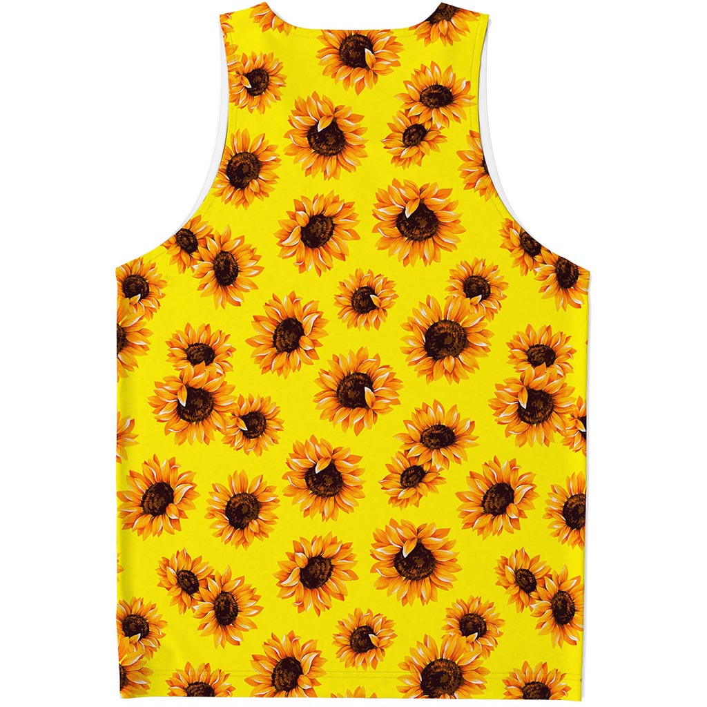Yellow Sunflower Pattern Print Men's Tank Top