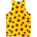 Yellow Sunflower Pattern Print Men's Tank Top