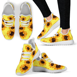 Yellow Sunflower Pattern Print Mesh Knit Shoes GearFrost