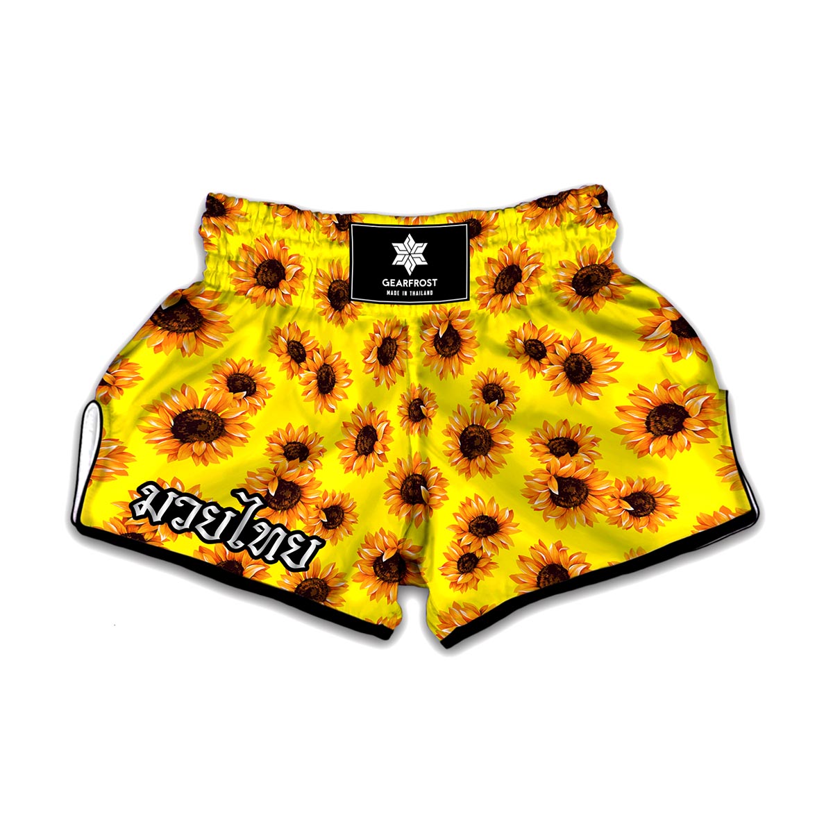 Yellow Sunflower Pattern Print Muay Thai Boxing Shorts