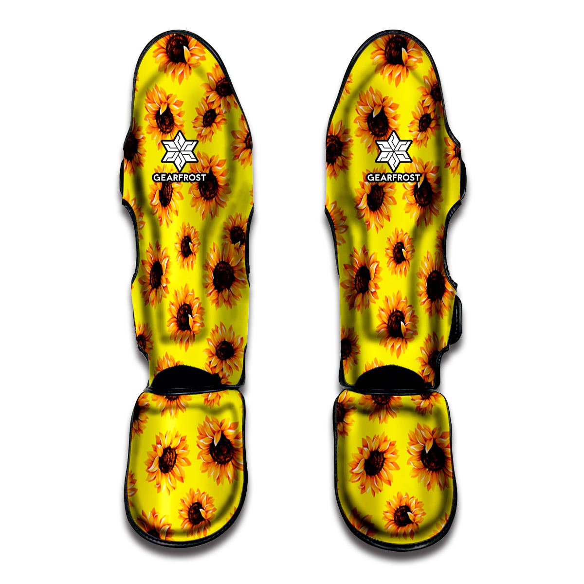 Yellow Sunflower Pattern Print Muay Thai Shin Guard