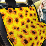 Yellow Sunflower Pattern Print Pet Car Back Seat Cover