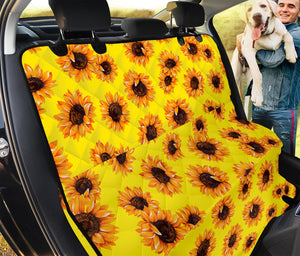 Yellow Sunflower Pattern Print Pet Car Back Seat Cover