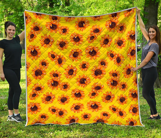 Yellow Sunflower Pattern Print Quilt