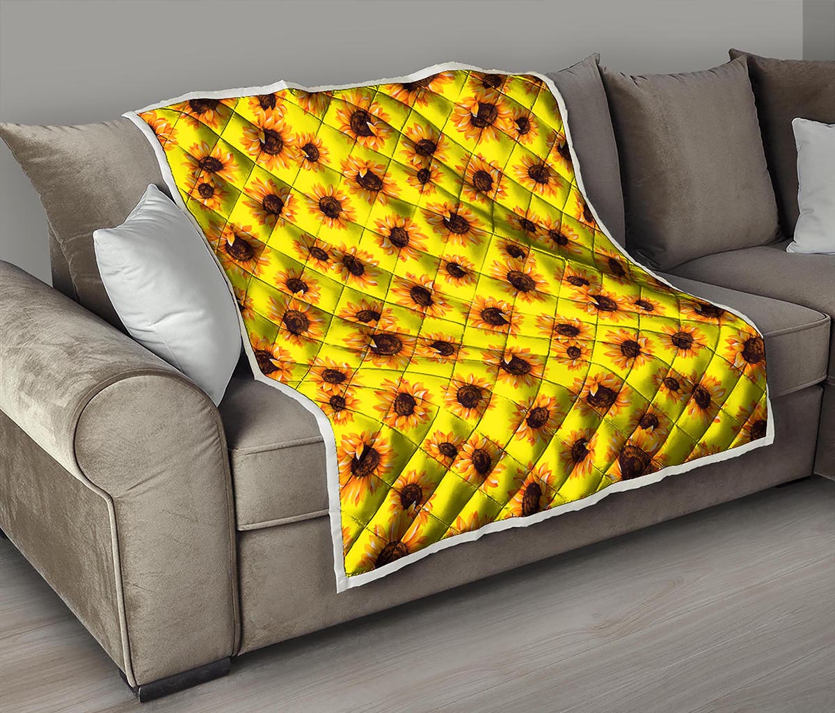 Yellow Sunflower Pattern Print Quilt