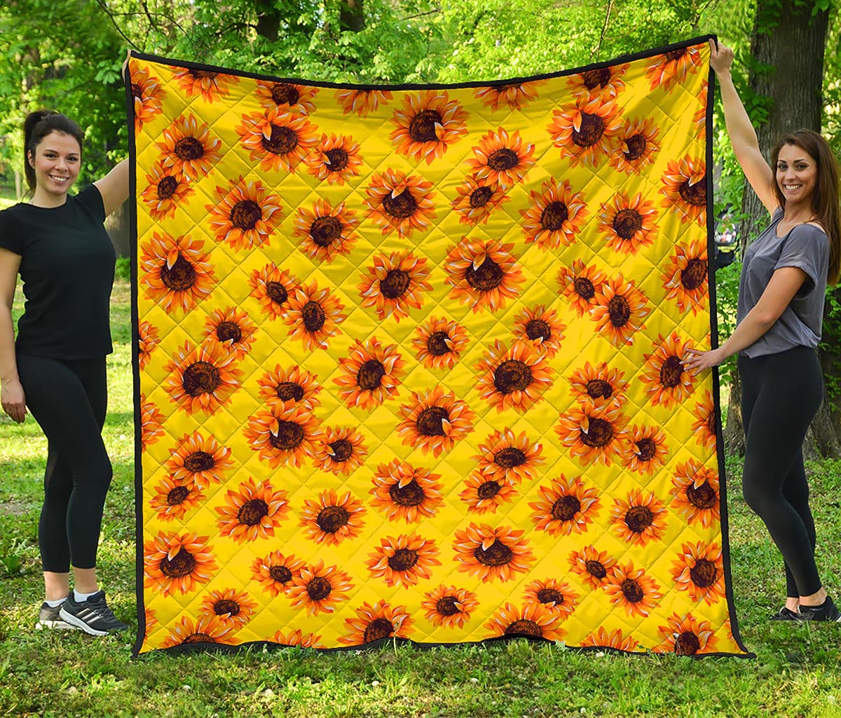 Yellow Sunflower Pattern Print Quilt