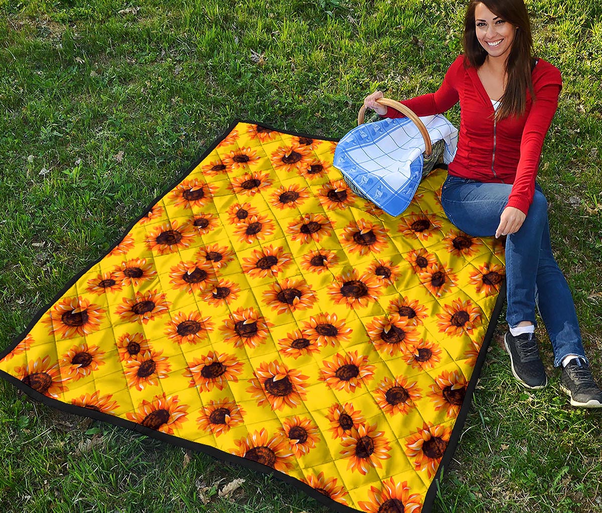 Yellow Sunflower Pattern Print Quilt