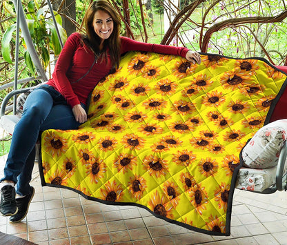 Yellow Sunflower Pattern Print Quilt