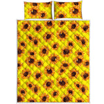 Yellow Sunflower Pattern Print Quilt Bed Set