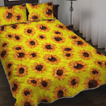Yellow Sunflower Pattern Print Quilt Bed Set