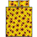 Yellow Sunflower Pattern Print Quilt Bed Set