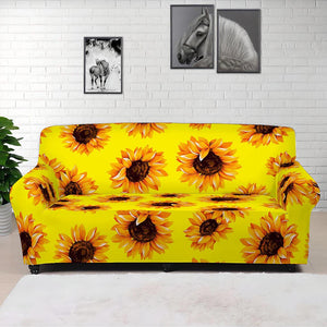 Yellow Sunflower Pattern Print Sofa Cover