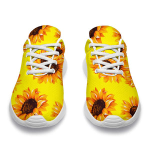 Yellow Sunflower Pattern Print Sport Shoes GearFrost