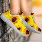 Yellow Sunflower Pattern Print Sport Shoes GearFrost