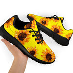 Yellow Sunflower Pattern Print Sport Shoes GearFrost