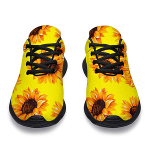 Yellow Sunflower Pattern Print Sport Shoes GearFrost