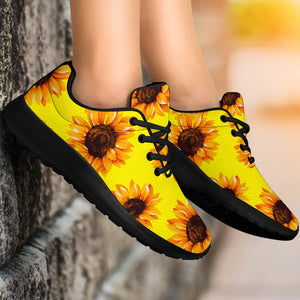Yellow Sunflower Pattern Print Sport Shoes GearFrost