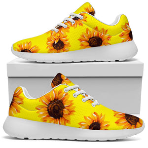 Yellow Sunflower Pattern Print Sport Shoes GearFrost