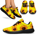 Yellow Sunflower Pattern Print Sport Shoes GearFrost