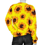 Yellow Sunflower Pattern Print Women's Crewneck Sweatshirt GearFrost