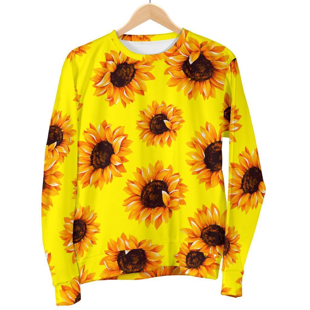 Yellow Sunflower Pattern Print Women's Crewneck Sweatshirt GearFrost