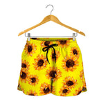 Yellow Sunflower Pattern Print Women's Shorts