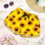 Yellow Sunflower Pattern Print Women's Shorts
