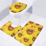 Yellow Sunflower Print 3 Piece Bath Mat Set