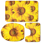 Yellow Sunflower Print 3 Piece Bath Mat Set