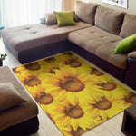 Yellow Sunflower Print Area Rug