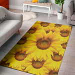 Yellow Sunflower Print Area Rug