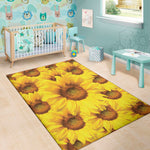 Yellow Sunflower Print Area Rug