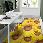 Yellow Sunflower Print Area Rug