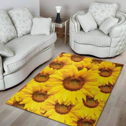 Yellow Sunflower Print Area Rug