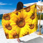 Yellow Sunflower Print Beach Sarong Wrap
