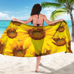 Yellow Sunflower Print Beach Sarong Wrap