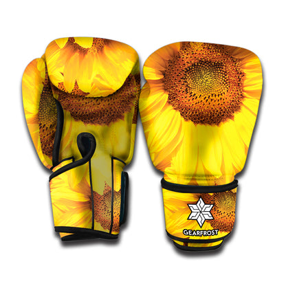 Yellow Sunflower Print Boxing Gloves